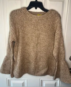 Roller Rabbit wool merino blend bell sleeve sweater in tan brown xs/s women’s thumbnail 1