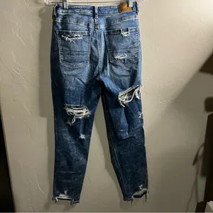 American Eagle Stretch Hi‎ Rise Ripped Distressed Mom Jeans thumbnail 9