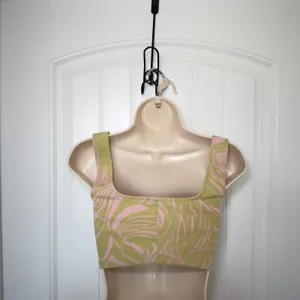 Zara Women’s Small Green Pink Abstract Swirl Corset Crop Top Y2K Retro Casual thumbnail 2