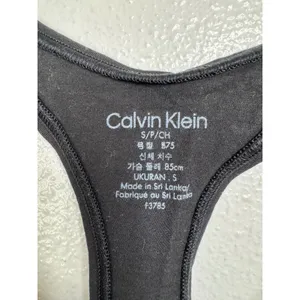 Calvin Klein Modern Cotton Unlined Bralette Black White‎ F3785 Womens Small thumbnail 3