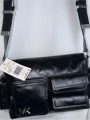 Michael Kors Black Leather Messenger Bag with Front Pocket Details thumbnail 2