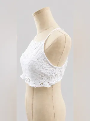 Aerie White Lace High Neck Racerback Bralette Size Large thumbnail 2