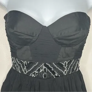ASOS Black Strapless Embellished Party Dress Size 2 thumbnail 3