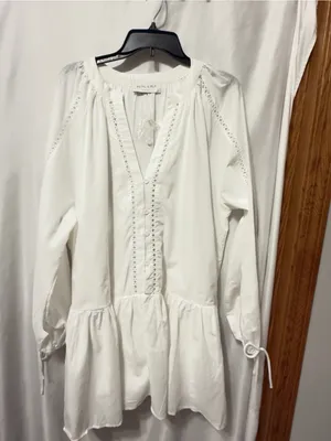 Petal & Pup Hart Long Sleeve Cotton & Linen Minidress White size Large NWT thumbnail 8