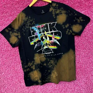 Pink Floyd Dark Side of The Moon bleach dye Rock T-shirt size XL thumbnail 3