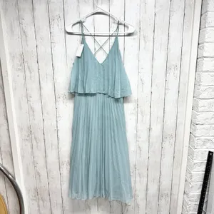 Asos Dress Women Size‎ 4 Pleated Sleeveless Crop Top Midi Crossback Elegant Glam thumbnail 2