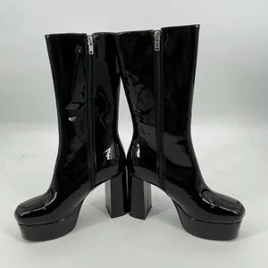 Dolls Kill La‎ Moda Platform Black Patent Leather Pink Heart Chunky Boots Sz 9 thumbnail 7