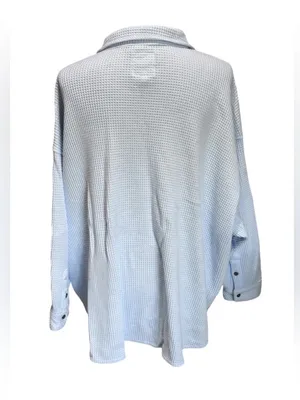 $79 NWOT Aerie LumberJane Waffle Knit Shirt / Shacket in light blue M thumbnail 3
