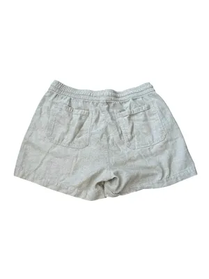 Old Navy Womens Medium Khaki Linen Blend Shorts Elastic Waist Summer Coastal thumbnail 4