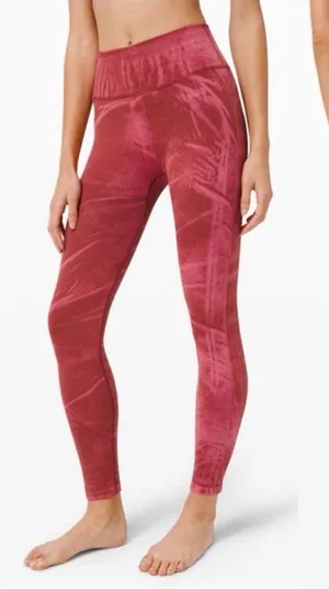 Lululemon Ebb To Street High Rise Tights Leggings: Stone Wash Chianti Red Pink thumbnail 1