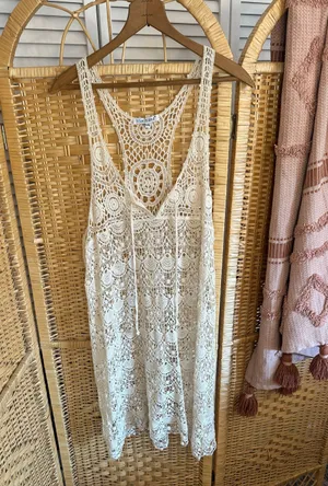 Blue Island Boho Lace Beach Cover Up thumbnail 2
