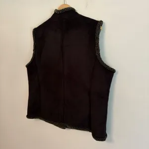 LL Bean Vest XL Brown Faux Suede Sherpa Lined Button Front Penny Lane Granola thumbnail 5