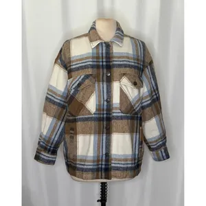 ZARA Wool Alpaca‎ Plaid Shacket Shirt Jacket Pockets Outdoors Preppy Medium thumbnail 2