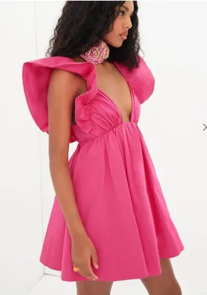 For love and lemons pink clementine mini ruffle dress thumbnail 1