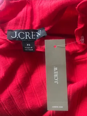 J. Crew Ribbed Scalloped Trim Red Turtleneck Sweater Size XS NWT thumbnail 11