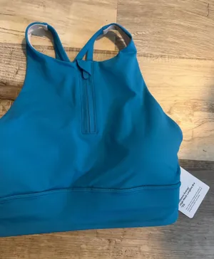 Lululemon High-Neck Longline Energy Bra *Zip B-D Hawaiian Blue 4 NWT thumbnail 1