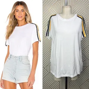 n:Philanthropy Verbena Stripe Shoulder T-Shirt in White Size US‎ Medium thumbnail 2