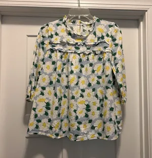 Michelle Mcdowell Women top Large Celeste Run Full Bloom Cotton Blouse Daisy thumbnail 1