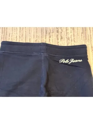 NEW Polo Jeans Co. women's small navy fleece lined wide-leg sweatpants MSRP $75 thumbnail 7
