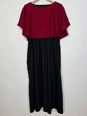 Svaha Maroon & Black Cape Collar Maxi Dress Size Large NWT thumbnail 2