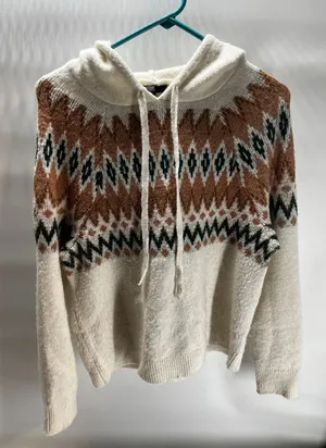 FRYE Women's Cozy Hooded Sweater Size‎ Medium Fair-Isle thumbnail 1