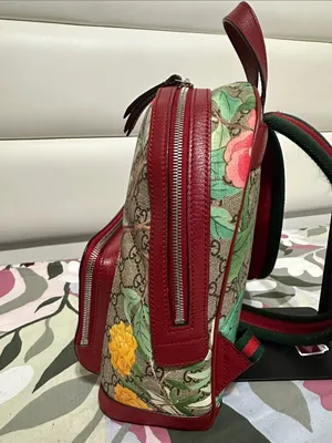Gucci GG Canvas Backpack with Red Trim and Multicolor Floral Print thumbnail 6