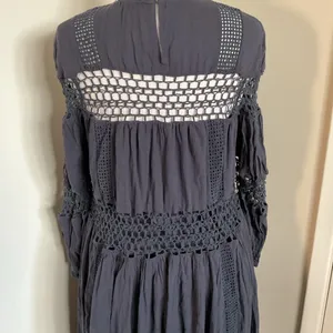 ASOS EDITION Charcoal Gray Crochet Trim Drop Waist Maxi Dress 4 Cotton Boho thumbnail 9