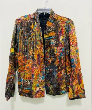 Ankara Print Colorful Abstract Blazer Yellow Size L thumbnail 1
