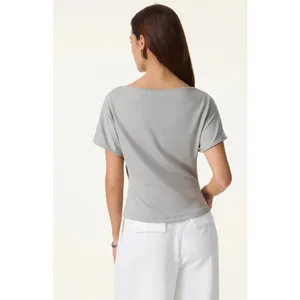 OGL Elevated V-Neck Side Ruched Cap Sleeve Bra Tee Pure White Size S New thumbnail 4