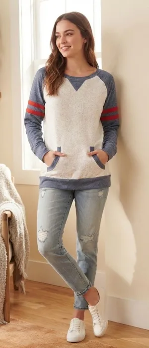 Grey Varsity Sweatshirt Crew Neck Gray Size XXL thumbnail 1