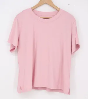 Klassy Network T-Shirt Women L Crew Neck Pink Side Slit Athleisure Excellent thumbnail 1