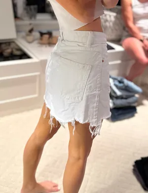 Stradivarius White Jean Skirt thumbnail 2