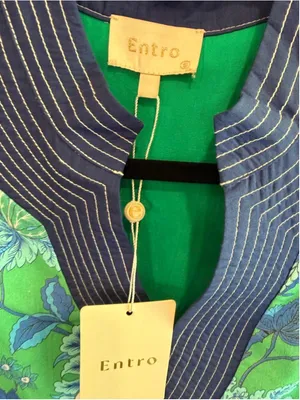 Entro Floral Print Band Contrast Mini Dress in Green/Navy Size S thumbnail 8