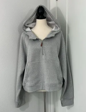 Laslulu 2XL Gray Half-Zip Scuba Hoodie Sweatshirt with Pocket thumbnail 4