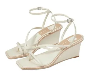 Dolce Vita Gemini Ivory Leather Strappy Wedge Heel Sandals NEW Size 10 MSRP $130 thumbnail 1