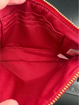 Coach Red Leather Wristlet Pouch with Gold Logo thumbnail 5