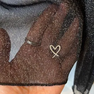 Victorias Secret Y2K Black Silver Glitter Metallic Sheer Top XS/S Sexy Moto Punk thumbnail 3