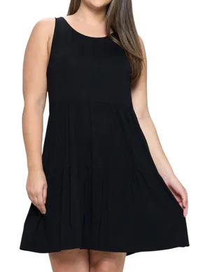 Yelete Bohemian Bella Sleeveless Layered Dress in Black, Size 3XL thumbnail 1