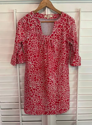 Aryeh‎ Coral And White Floral Dress Size Small thumbnail 1