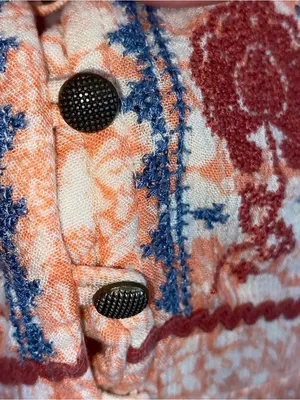 Anthropologie Peach Embroidered Babydoll Tunic Boho Western Festival blouse thumbnail 5