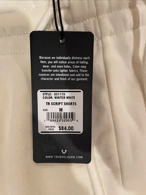 True Religion Winter White Lounge Shorts with Pink Logo Patch thumbnail 2