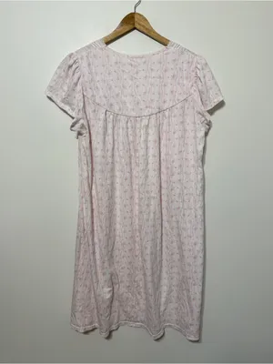 Miss Elaine Floral Nightgown Size XL White Pink Lace Vintage Y2K thumbnail 7