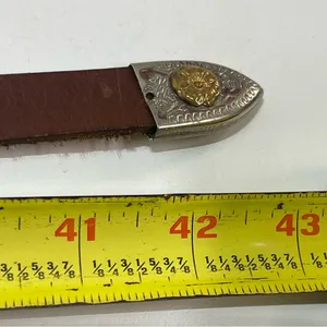 Vtg Nickel Silver Hardware Belt Leather Floral Women 43'' Brown Western Cowgirl thumbnail 5