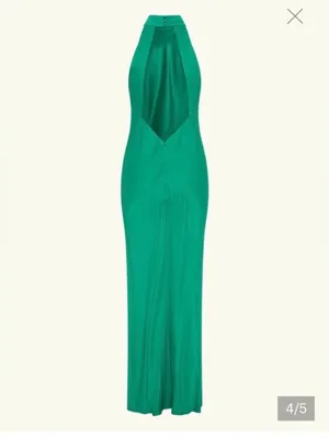 Meshki Claire Satin Drape Back Maxi Dress Green $120 formal party fall evening thumbnail 4
