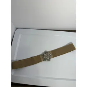 Rhinestone Floral Stretch Waist Belt Y2K Boho‎ Glam Beige 40" thumbnail 3