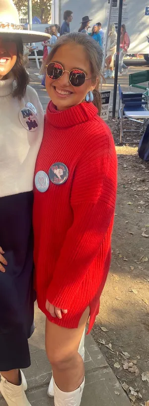 Red turtleneck sweater dress thumbnail 1