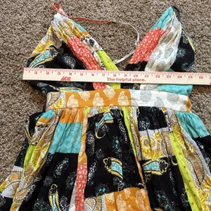 Privy NWT Patchwork Maxi Dress W Spaghetti Straps Size Small Boho Hippie Cottage thumbnail 7
