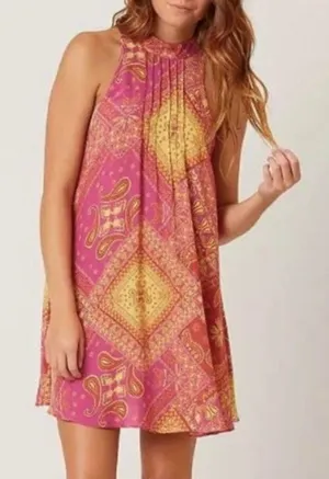 Free People Beaux Dress Size Large Paisley High Neck V‎ Back Boho Festival Fairy thumbnail 1