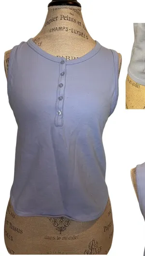 No Boundaries Ribbed Tank Top with Buttons thumbnail 1