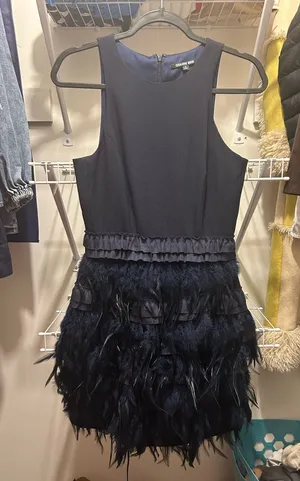 Gianni Bini navy feather mini dress thumbnail 1